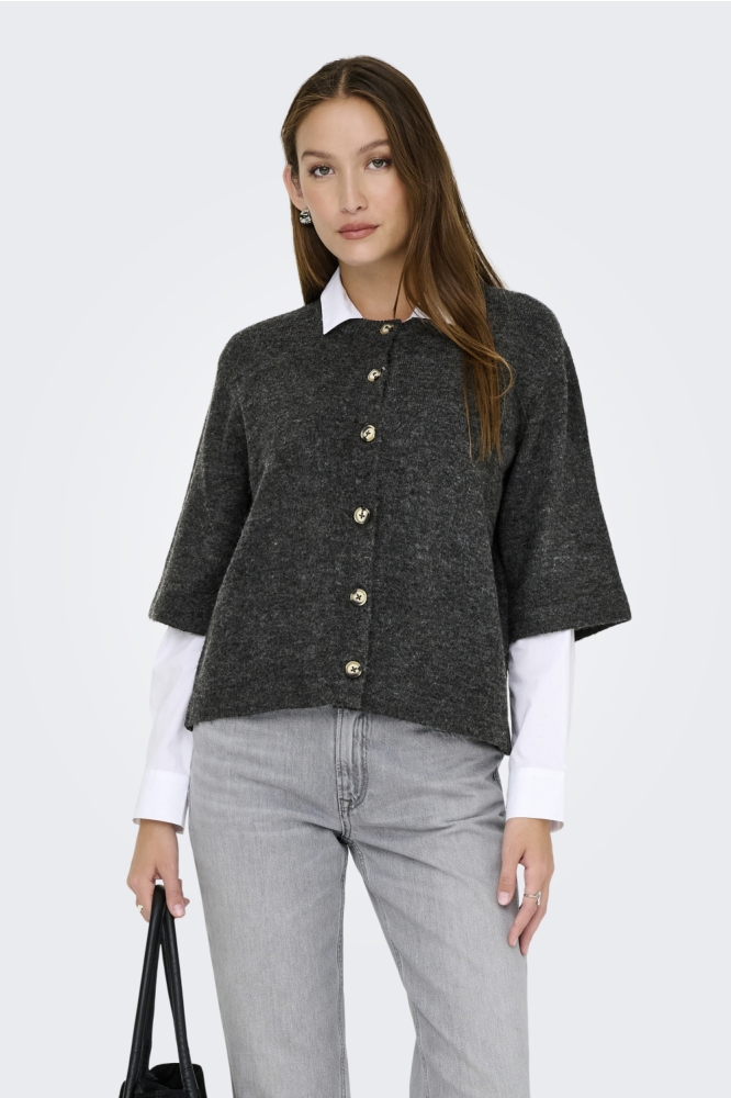 ONLCAMILLA S/S CARDIGAN KNT NOOS 15348772 DARK GREY MELANGE